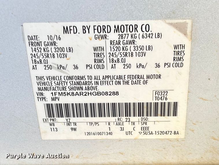 image for item EV3500 2017 Ford Explorer Police Interceptor  SUV