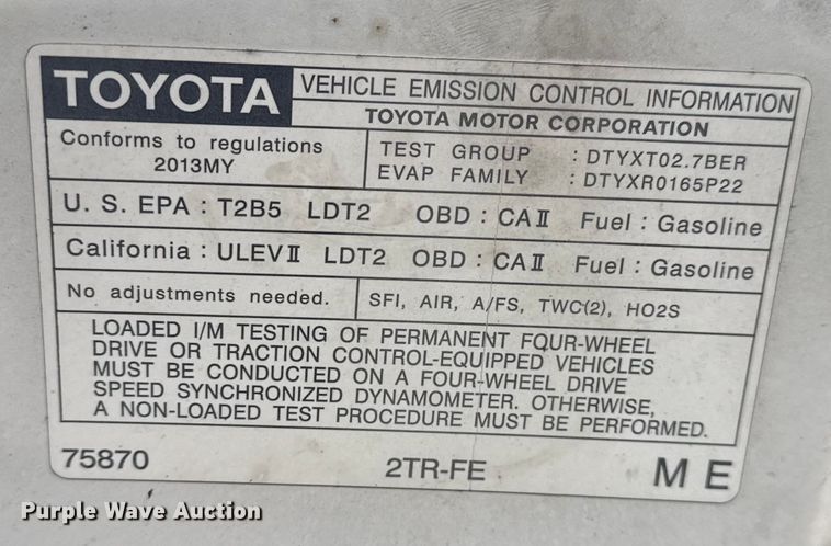 image for item FB8472 2013 Toyota Tacoma pickup truck