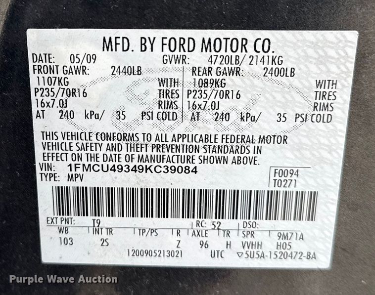 image for item FB8474 2009 Ford Escape Hybrid SUV