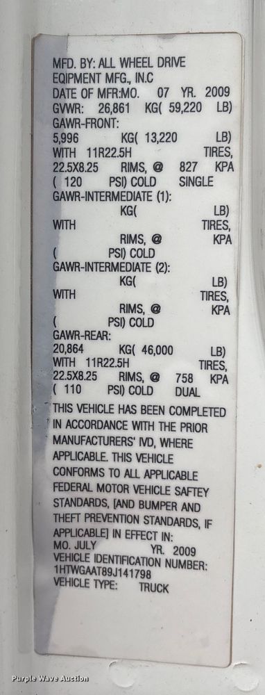 image for item FB8475 2009 International WorkStar 7400 dump truck