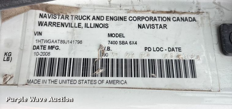 image for item FB8475 2009 International WorkStar 7400 dump truck