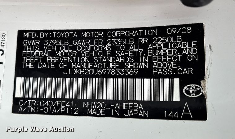 image for item FB8476 2009 Toyota Prius Hybrid 