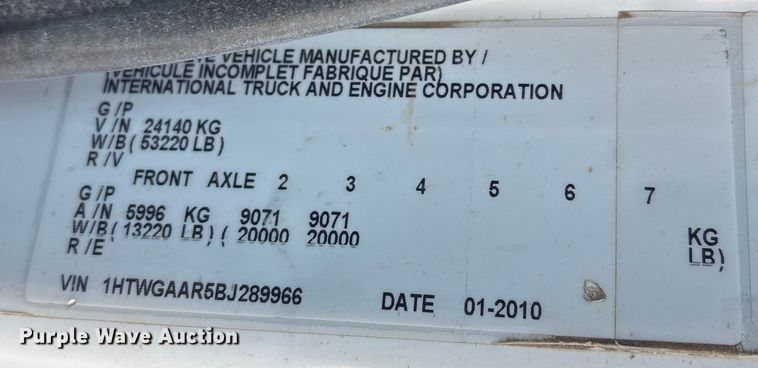 image for item FB8477 2011 International WorkStar 7400 dump truck