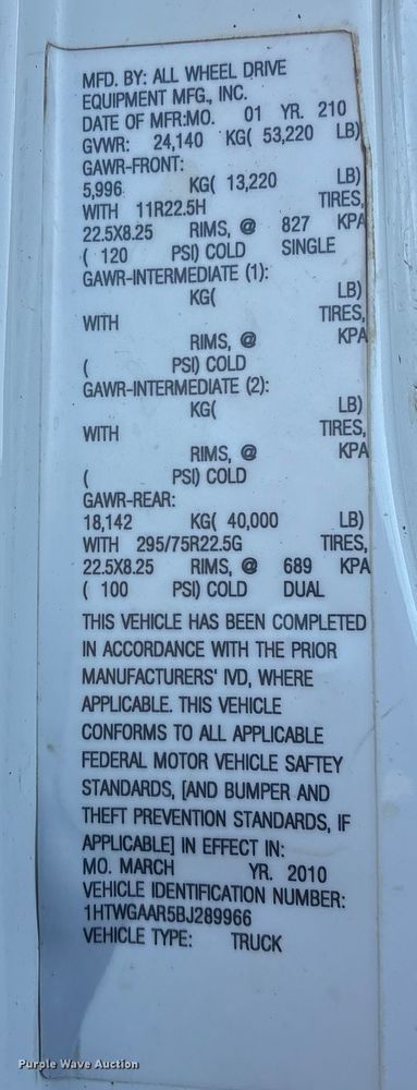 image for item FB8477 2011 International WorkStar 7400 dump truck