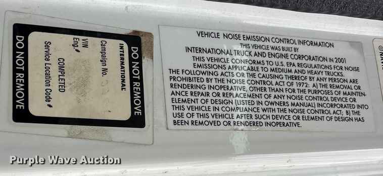 image for item FB8501 2001 International 2254 dump truck