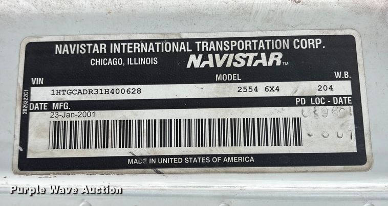 image for item FB8501 2001 International 2254 dump truck