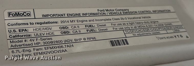 image for item FB8506 2014 Ford F350 Super Duty Ext. Cab utility bed pickup truck