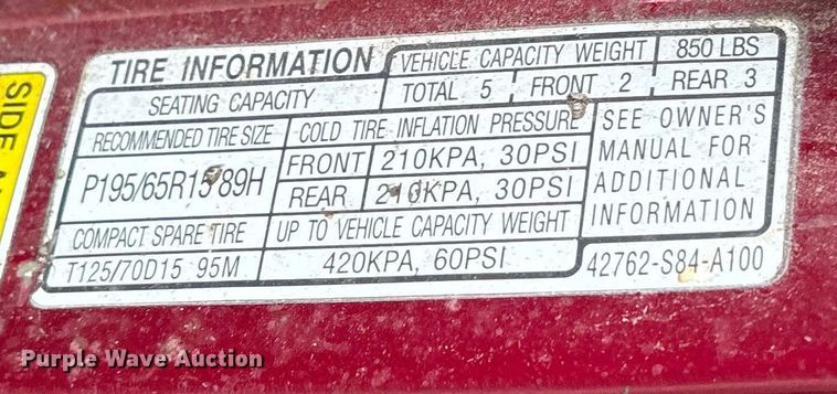 image for item FB8508 2001 Honda Accord 