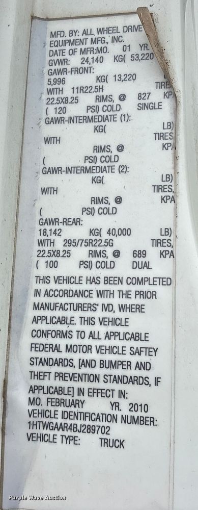 image for item FB8510 2011 International WorkStar 7400 semi truck