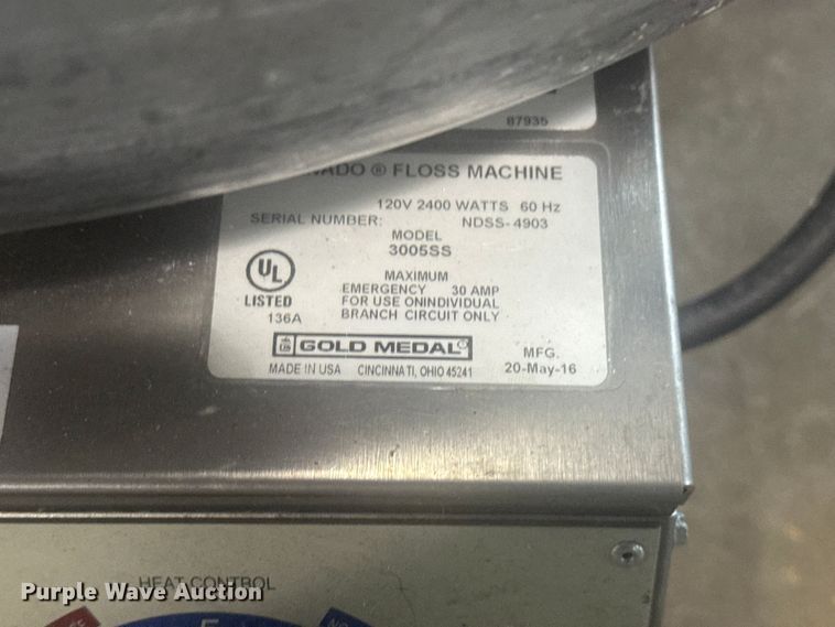 image for item FB8545 3005SS Tornado cotton candy machine with bowl