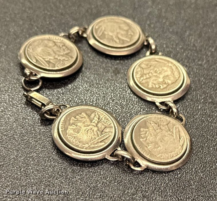 image for item FB8573 (5) vintage Buffalo nickel bracelet 