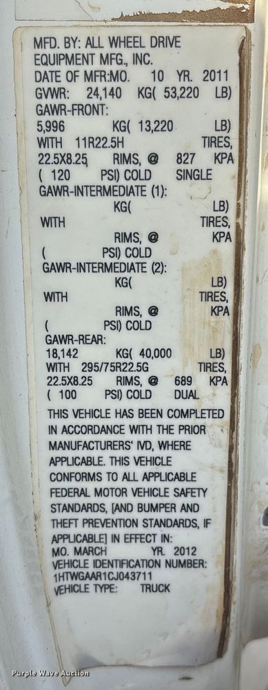 image for item FB8582 2012 International 7400 dump truck