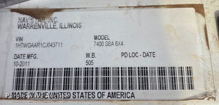 image for item FB8582 2012 International 7400 dump truck