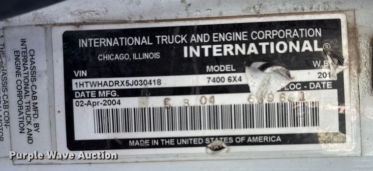 image for item FB8585 2005 International 7400 dump truck