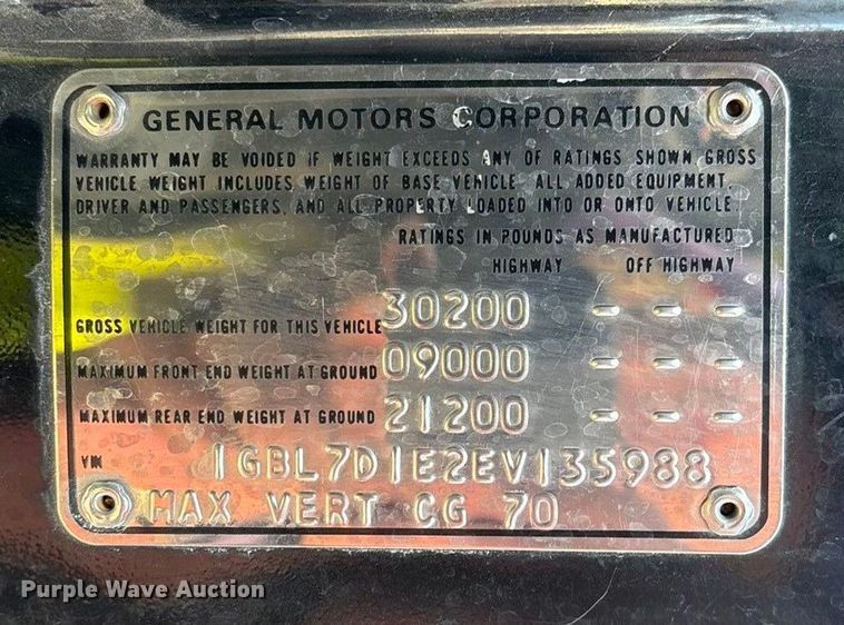 image for item FG1656 1984 Chevrolet C 70 pumper fire truck