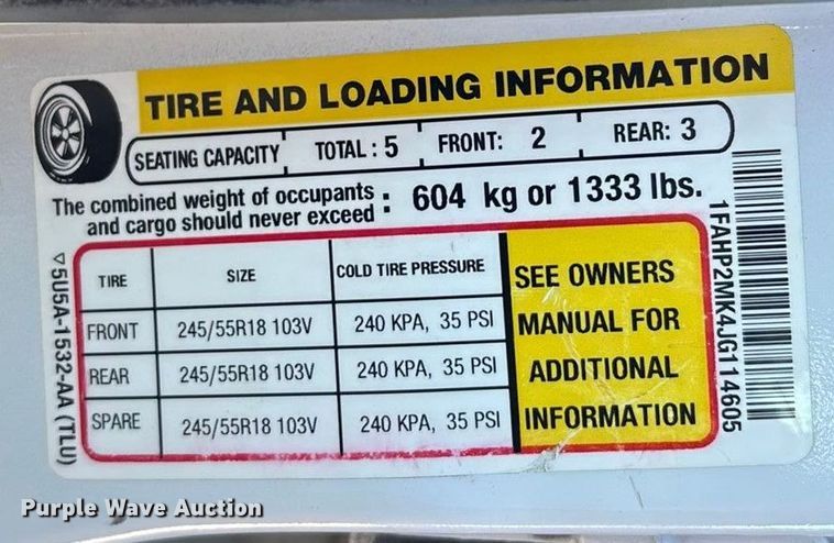 image for item FG1703 2018 Ford Taurus Police 