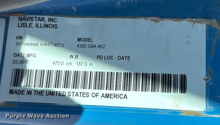 image for item FG1709 2017 International 4900 hook lift truck