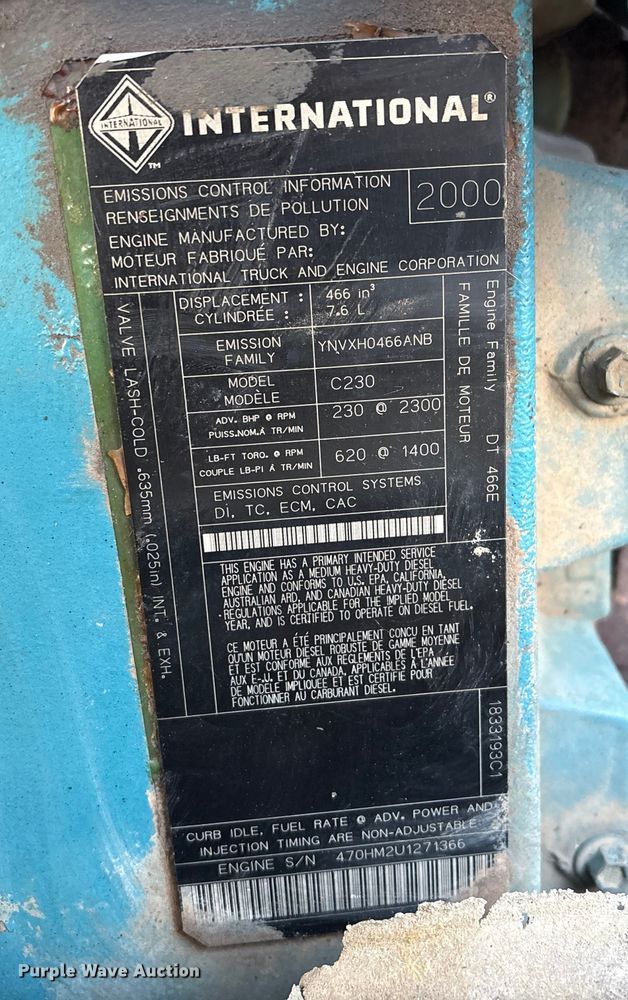 image for item FI0024 2001 International 4700 dump truck