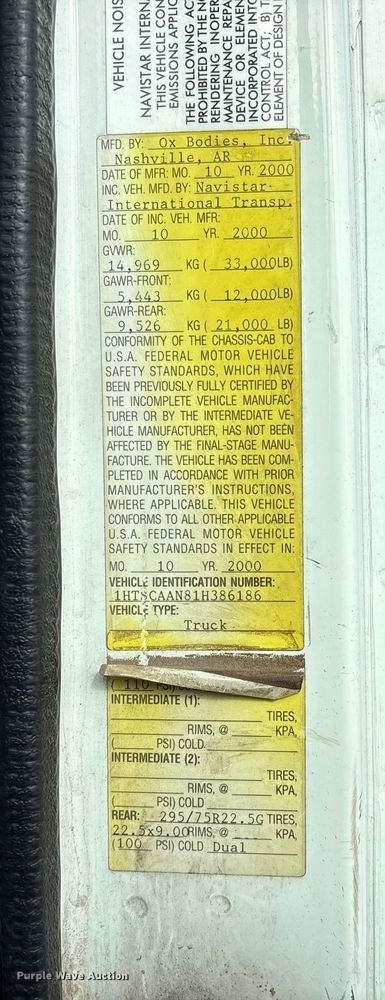 image for item FI0024 2001 International 4700 dump truck