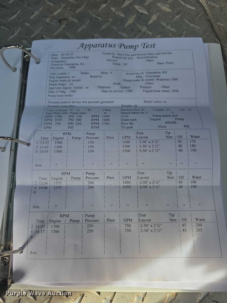 image for item FI0689 1986 Grumman 453886 Duplex ladder fire truck