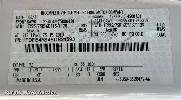 image for item FK0888 2011 Ford E450 Super Duty shuttle bus