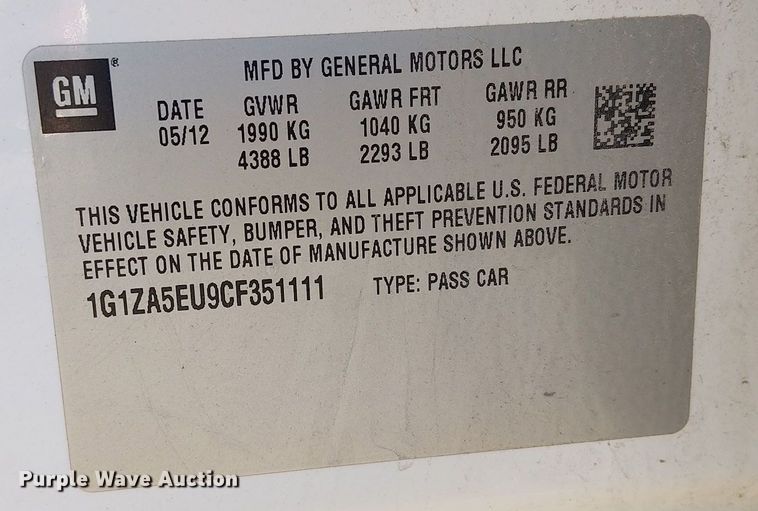 image for item FK0890 2012 Chevrolet Malibu 