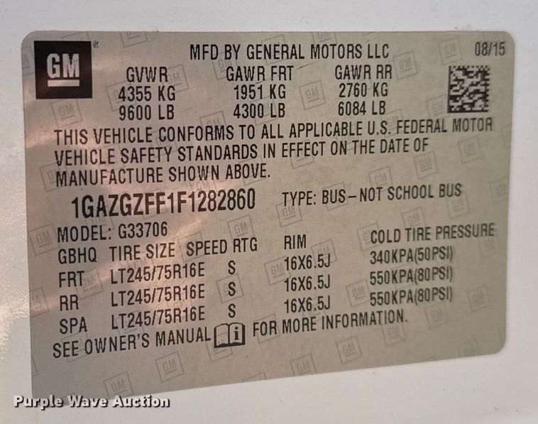 image for item FK0892 2015 Chevrolet Express 3500 van