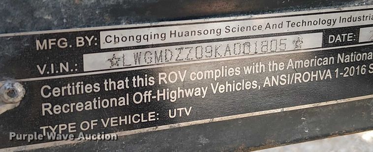 image for item FK0918 2019 Coleman Outfitter 550 utility vehicle