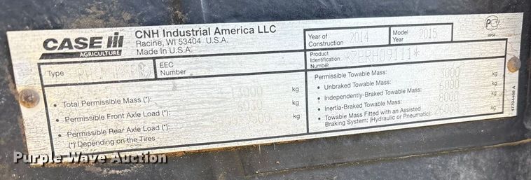 image for item EF6263 2015 Case IH Magnum 220 MFWD tractor