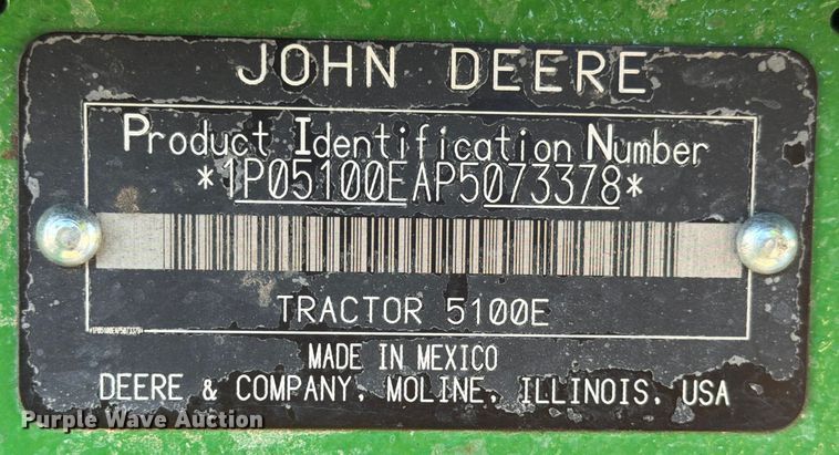 image for item YA1825 2023 John Deere 5100E MFWD tractor