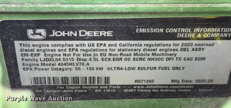 image for item YA1826 2020 John Deere 5100M MFWD tractor