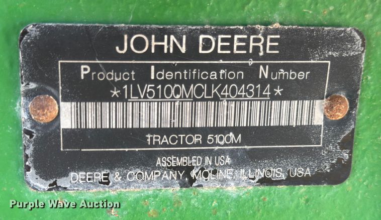 image for item YA1826 2020 John Deere 5100M MFWD tractor