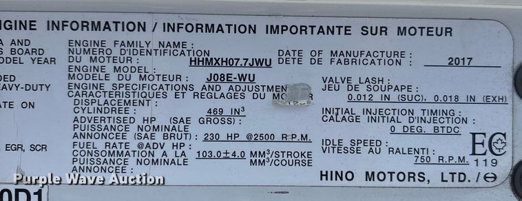 image for item DT2770 2018 Hino 268 box truck