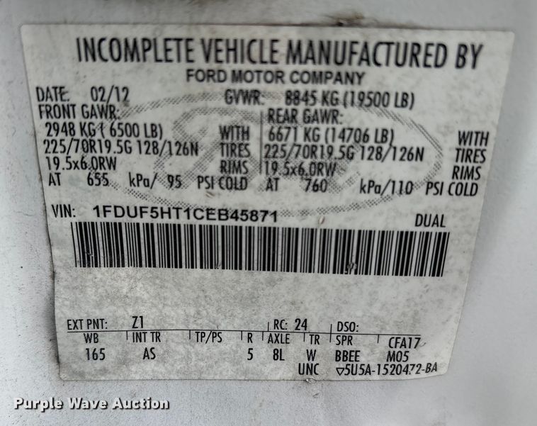 image for item DT2772 2012 Ford F550 utility / service truck
