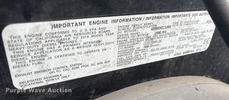 image for item DT2773 2017 Hino 268 refrigerated truck