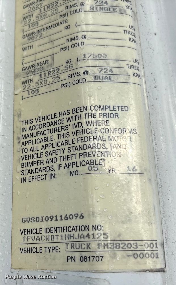 image for item DT2775 2017 Freightliner Business Class M2 refrigerated truck