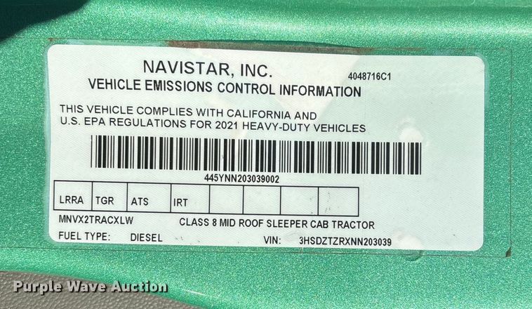 image for item DW7371 2022 International LT625 semi truck