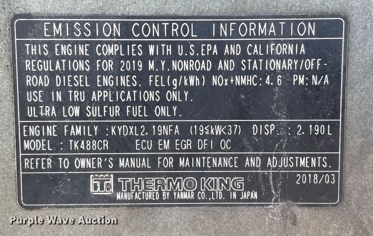 image for item EA7131 2016 Utility VS2RA refrigerated van trailer