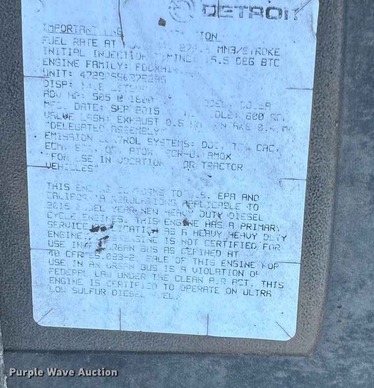 image for item EA7826 2016 Freightliner Cascadia 125 semi truck