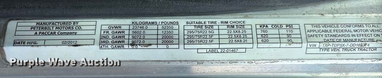 image for item EA7833 2013 Peterbilt 367 semi truck