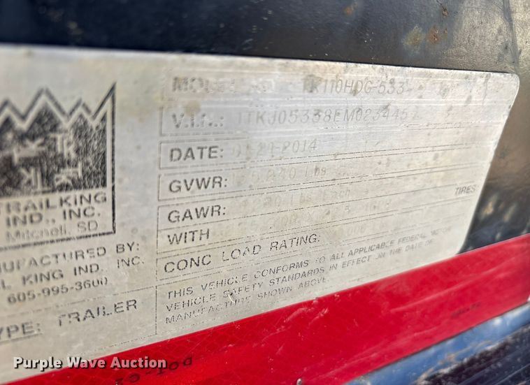 image for item EA7834 2014 Trail King lowboy equipment trailer