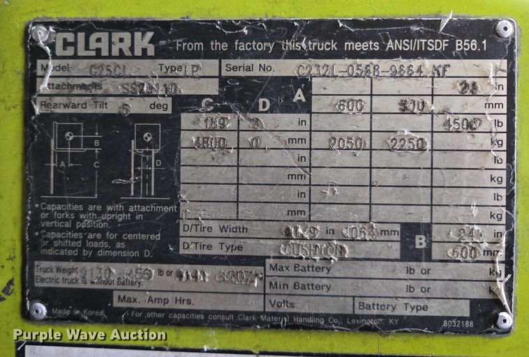 image for item EB1222 Clark C25C forklift