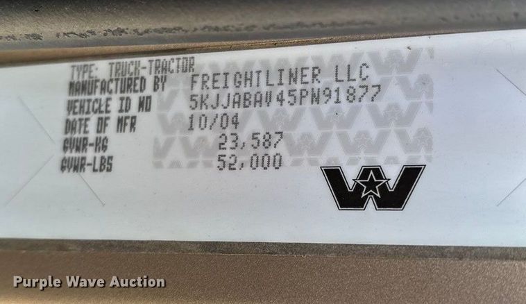 image for item ED2461 2005 Western Star 4900 semi truck