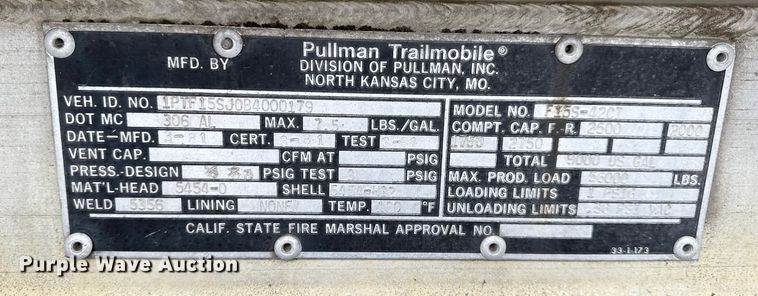 image for item EN0801 2011 Pullman Trailmobile F15S-42CI tank trailer