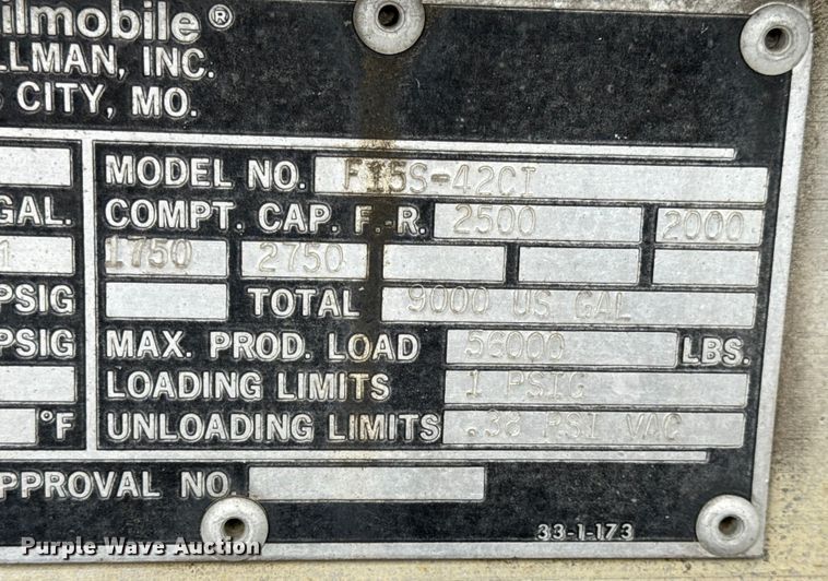 image for item EN0801 2011 Pullman Trailmobile F15S-42CI tank trailer