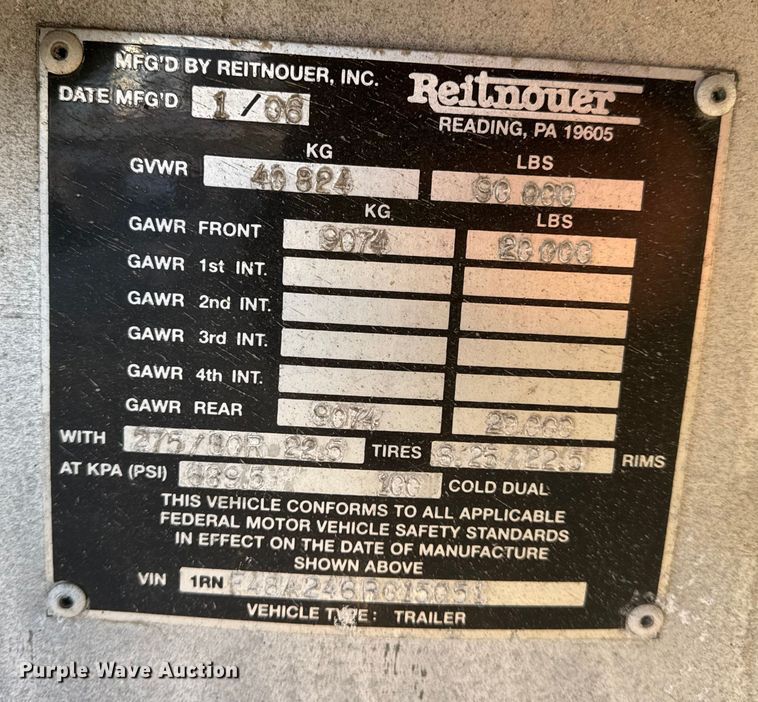 image for item EN0818 2006 Reitnouer MaxMiser flatbed trailer