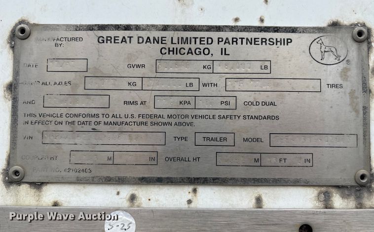 image for item ET8562 2013 Great Dane CSE-1314-02053 dry van trailer