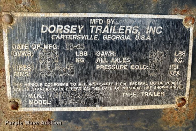 image for item EU7119 2001 Dorsey DCTC-48 flatbed trailer