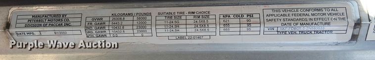 image for item FK0914 2002 Peterbilt 378 semi truck