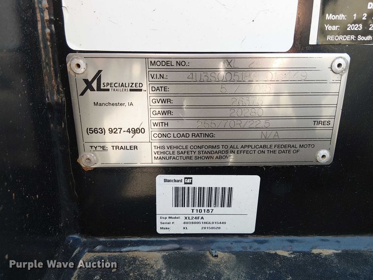 image for item NU9732 2016 XL Specialized Trailers XL110HDG lowboy equipment trailer